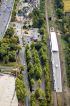 Aerial view, Wattenscheid railway station, motorway exit Bochum-Wattenscheid, Westenfeld, Bochum,