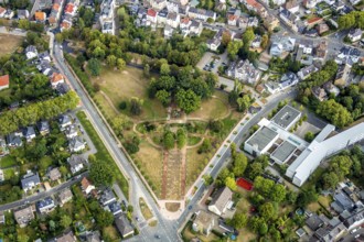 Aerial view, construction site park memorial, Westenfeld, Bochum, Ruhr area, North