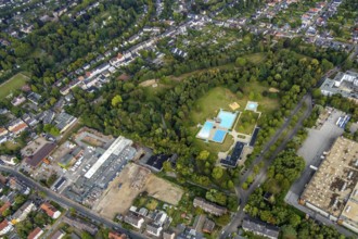 Aerial view, WasserWelten Bochum, Wellenfreibad Südfeldmark, Monte Schlacko Park,
