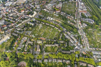 Aerial view, allotment garden site Friedlicher Nachbar, Hüllerstraße, allotment garden association