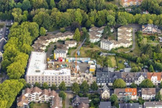 Aerial view, residential quarter with care facility Am Beisenkamp, Wattenscheid, Bochum, Ruhr area,