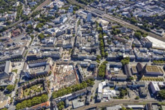 Aerial view, city centre with former justice area, city centre, Gleisdreieck, Bochum, Ruhr area,