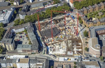 Aerial view, city centre with former justice area, city centre, Gleisdreieck, Bochum, Ruhr area,