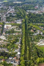 Aerial view, Former Rhenish Railway Road, RS1 fast cycle route, residential area with care facility