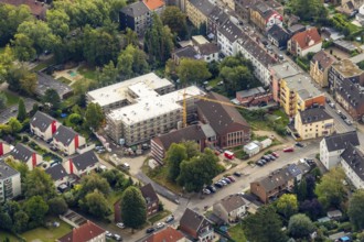 Aerial view, construction site new building Ludwig-Steil-Haus, senior centre, Wattenscheid, Bochum,