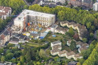 Aerial view, residential quarter with care facility Am Beisenkamp, Wattenscheid, Bochum, Ruhr area,