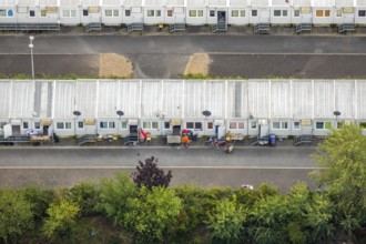 Aerial view, refugee accommodation at the former Holland colliery, residential containers,