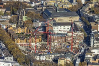 Construction site and new construction for three-part commercial building complex Viktoria Karree,