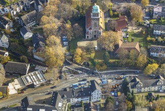 Evang. Erlöserkirche Bochum-Hiltrop, Bergen, road works Frauenlobstraße corner Wiescherstraße,