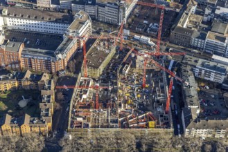 Aerial view, construction site new justice centre Bochum, Viktoriastraße, city centre, Westring,