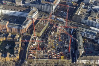 Aerial view, construction site new justice centre Bochum, Viktoriastraße, city centre, Westring,
