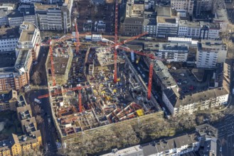 Aerial view, construction site new justice centre Bochum, Viktoriastraße, city centre, Westring,