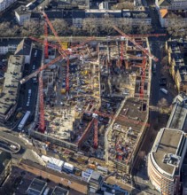 Aerial view, construction site new justice centre Bochum, Viktoriastraße, city centre, Westring,