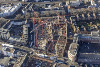 Aerial view, construction site new justice centre Bochum, Viktoriastraße, city centre, Westring,