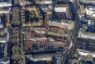 Aerial view, construction site new justice centre Bochum, Viktoriastraße, city centre, Westring,