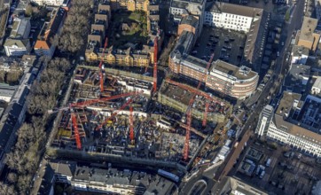 Aerial view, construction site new justice centre Bochum, Viktoriastraße, city centre, Westring,
