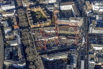 Aerial view, construction site new justice centre Bochum, Viktoriastraße, city centre, Westring,