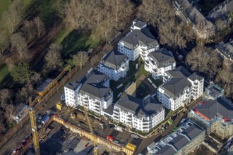 Aerial view, new construction of residential buildings, apartment buildings, Wielandstraße,