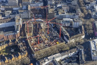 Aerial view, construction site new justice centre Bochum, Viktoriastraße, city centre, Westring,