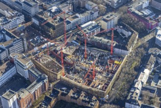 Aerial view, construction site new justice centre Bochum, Viktoriastraße, city centre, Westring,