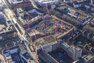 Aerial view, construction site new justice centre Bochum, Viktoriastraße, city centre, Westring,