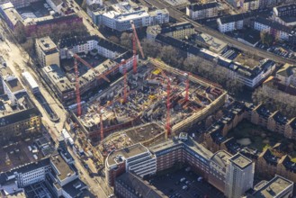 Aerial view, construction site new justice centre Bochum, Viktoriastraße, city centre, Westring,