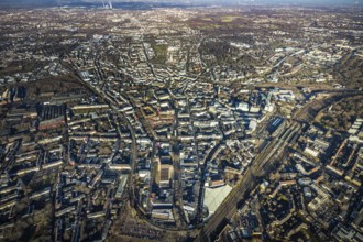 Aerial view, city overview Bochum from west with Gleisdreieck, Kortumstraße, Bermuda triangle,