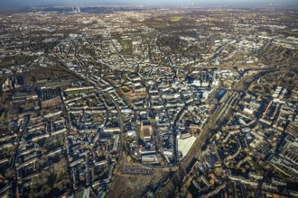 Aerial view, city overview Bochum from west with Gleisdreieck, Kortumstraße, Bermuda triangle,