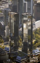 Frankfurt, skyline, skyscrapers, Deutsche Bank, DEU Germany Germany, Europe, aerial view,