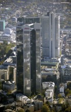 Frankfurt, skyline, skyscrapers, Deutsche Bank, DEU Germany Germany, Europe, aerial view,