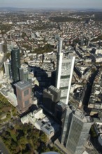 Frankfurt, skyline, skyscrapers, Deutsche Bank, DEU Germany Germany, Europe, aerial view,