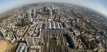 Frankfurt, skyline, skyscrapers, Deutsche Bank, DEU Germany Germany, Europe, aerial view,