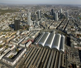 Frankfurt, skyline, skyscrapers, Deutsche Bank, DEU Germany Germany, Europe, aerial view,