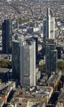 Frankfurt, skyline, skyscrapers, Deutsche Bank, DEU Germany Germany, Europe, aerial view,