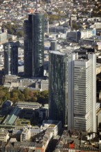 Frankfurt, skyline, skyscrapers, Deutsche Bank, DEU Germany Germany, Europe, aerial view,