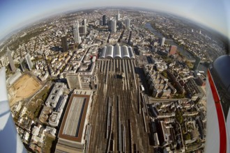 Frankfurt, skyline, skyscrapers, Deutsche Bank, DEU Germany Germany, Europe, aerial view,