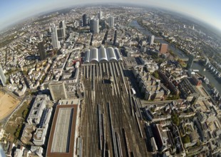 Frankfurt, skyline, skyscrapers, Deutsche Bank, DEU Germany Germany, Europe, aerial view,