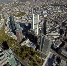 Frankfurt, skyline, skyscrapers, Deutsche Bank, DEU Germany Germany, Europe, aerial view,