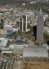 Frankfurt, skyline, skyscrapers, Deutsche Bank, DEU Germany Germany, Europe, aerial view,