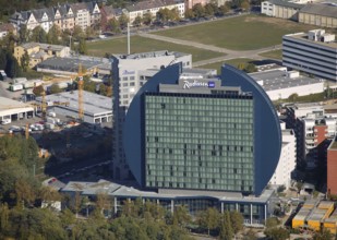 Frankfurt, hOTEL rADISSON bLUE, DEU Germany Germany, Europe, aerial photo, birds-eyes view, aerial