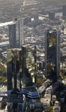 Frankfurt, skyline, skyscrapers, Deutsche Bank, DEU Germany Germany, Europe, aerial view,