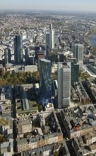 Frankfurt, skyline, skyscrapers, Deutsche Bank, DEU Germany Germany, Europe, aerial view,