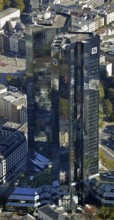 Frankfurt, skyline, skyscrapers, Deutsche Bank, DEU Germany Germany, Europe, aerial view,