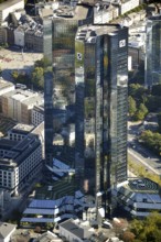 Frankfurt, skyline, skyscrapers, Deutsche Bank, DEU Germany Germany, Europe, aerial view,
