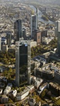 Frankfurt, skyline, skyscrapers, Deutsche Bank, DEU Germany Germany, Europe, aerial view,
