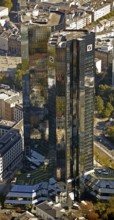 Frankfurt, skyline, skyscrapers, Deutsche Bank, DEU Germany Germany, Europe, aerial view,