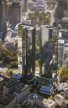 Frankfurt, skyline, skyscrapers, Deutsche Bank, DEU Germany Germany, Europe, aerial view,