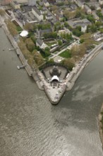 Aerial view, Deutsches Eck, Bundesgartenschau 2011 - Koblenz transforms - 15 April to 16 October