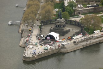 Aerial view, Deutsches Eck, Bundesgartenschau 2011 - Koblenz transforms - 15 April to 16 October
