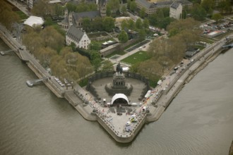 Aerial view, Deutsches Eck, Bundesgartenschau 2011 - Koblenz transforms - 15 April to 16 October